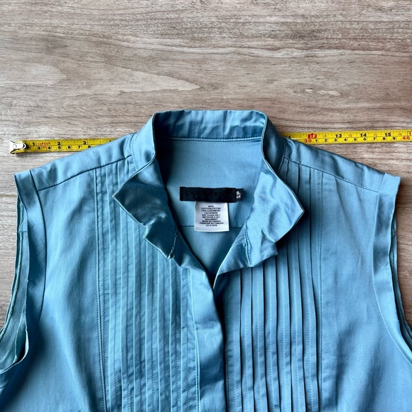 Paul Hardy sleeveless pin tuck blouse cornflower blue s/p - Picture 11 of 14